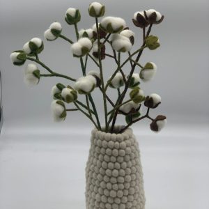 Handmade felt flower with layered petals.