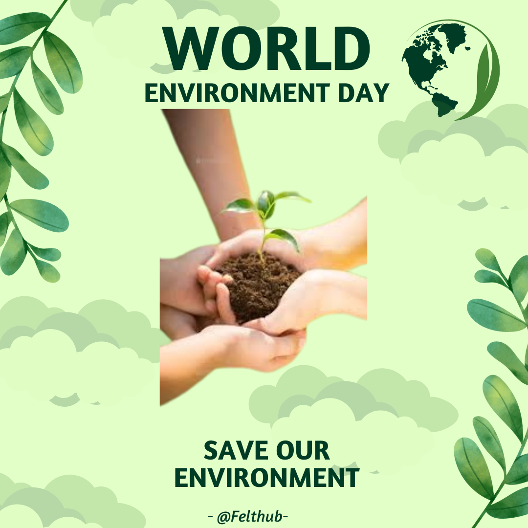 Hands holding soil with a young green plant – World Environment Day, by Felthub